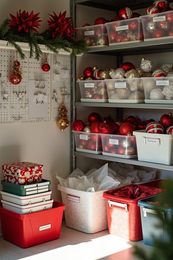 vertical storage for wreaths and garland