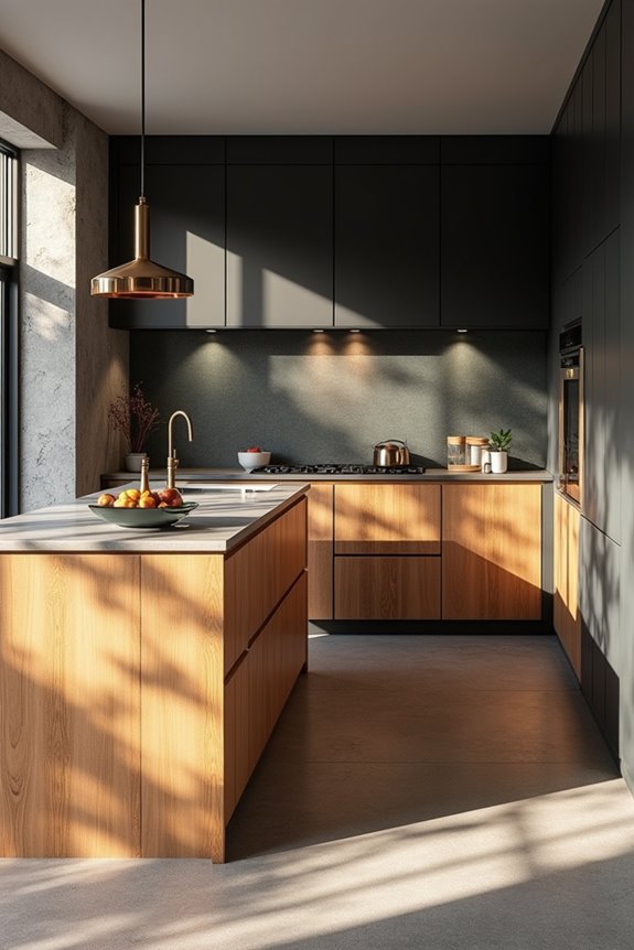 warm wood tones mixed materials